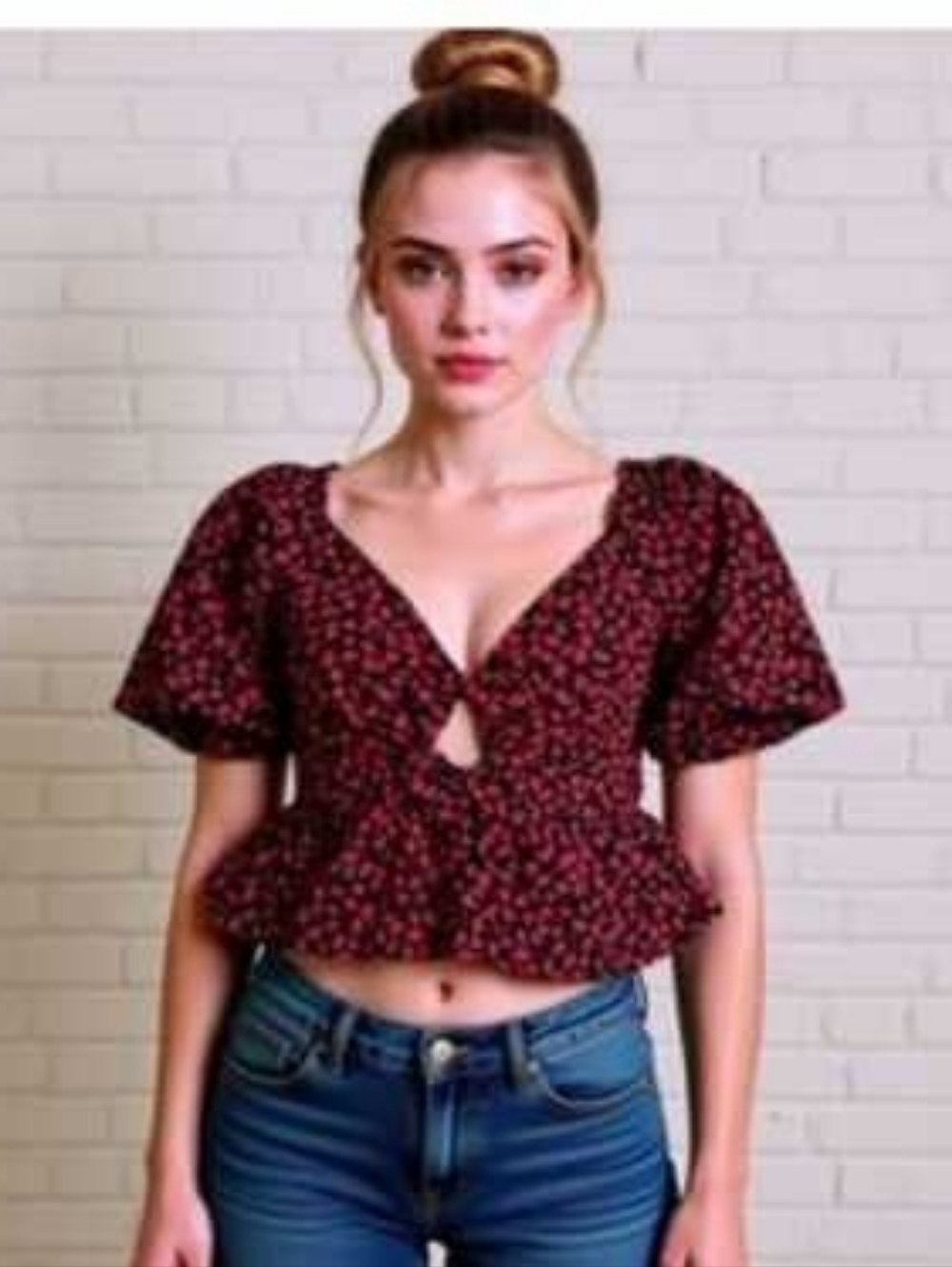 Band Of The Free Strawberry Cropped 100% Cotton Top Summer Festival XL